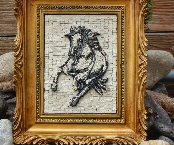 Horse Mosaic Painting On Wood