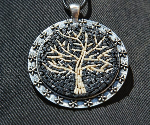 White Tree Mosaic Necklace