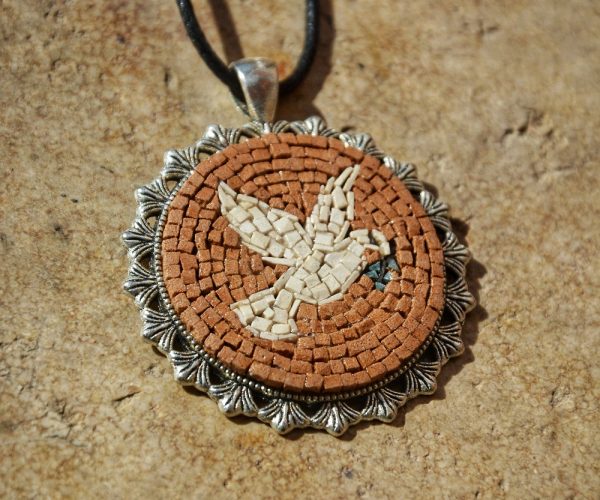 Dove Bird Mosaic Necklace