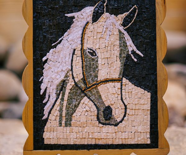 Majestic Grace Horse Mosaic Art On Wood