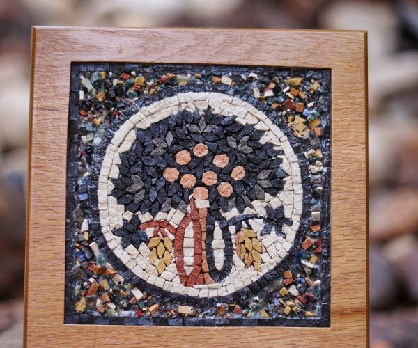 Mosaic Tree on Wooden Base