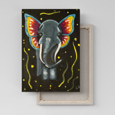 Elephant with butterfly ears acrylic painting
