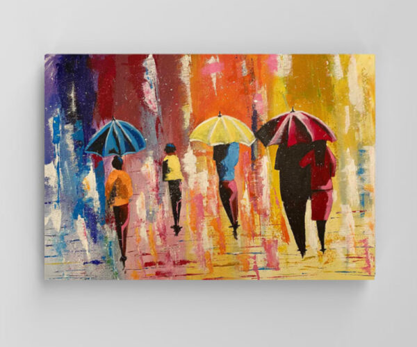 Colorful Rainfall Acrylic Painting on Canvas