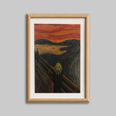 The Scream Watercolor Painting on Canvas
