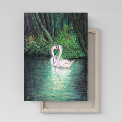 Love Swan Soft Pastel Painting for sale