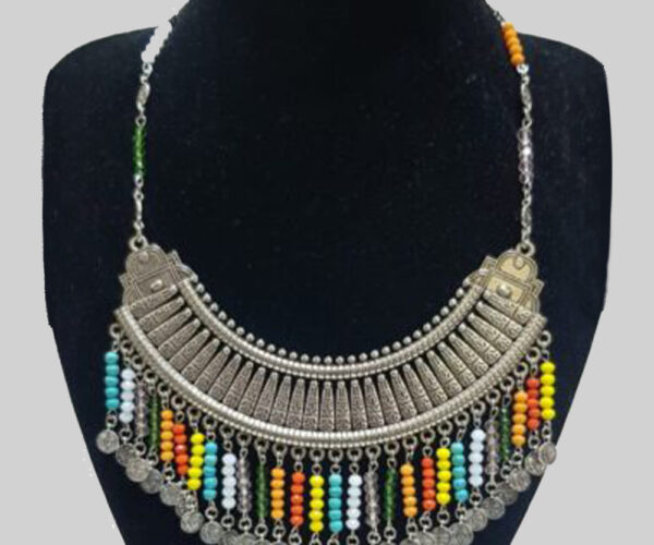 Cardan Collar of Metal and Crystal Beads