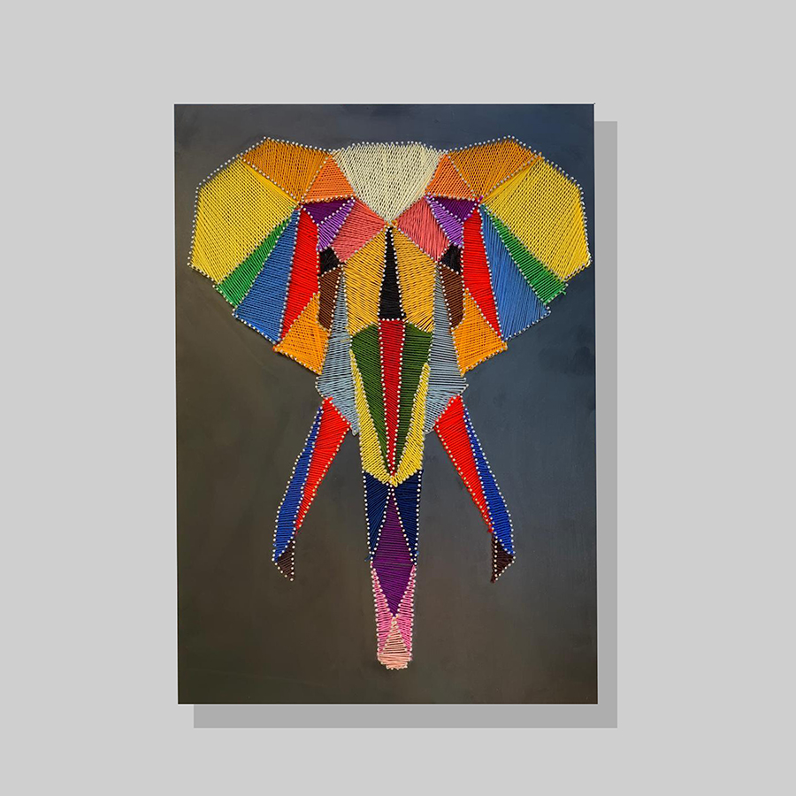 Dal  Abstract Colorful Elephant String Art Painting