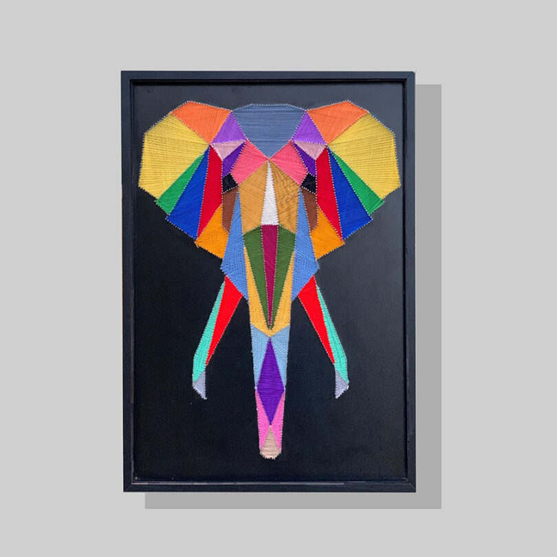 Colorful Elephant String Art Painting