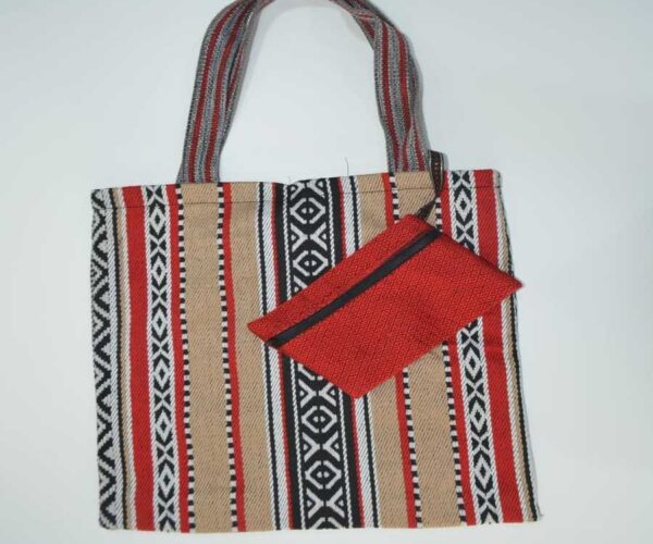 Beige Handmade Bag With Wallet
