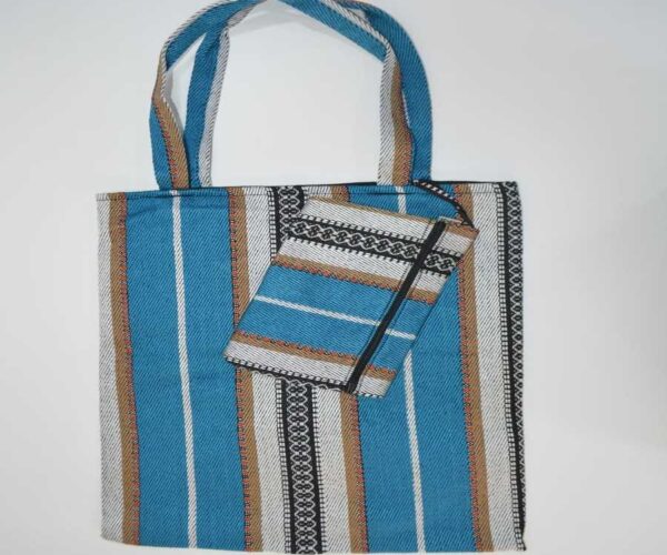 Blue Handmade Bag With Wallet