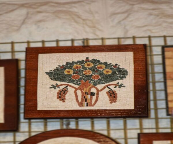 Handmade Mosaic Piece With Wood Base | Handcrafted Mosaic | 25x25 cm