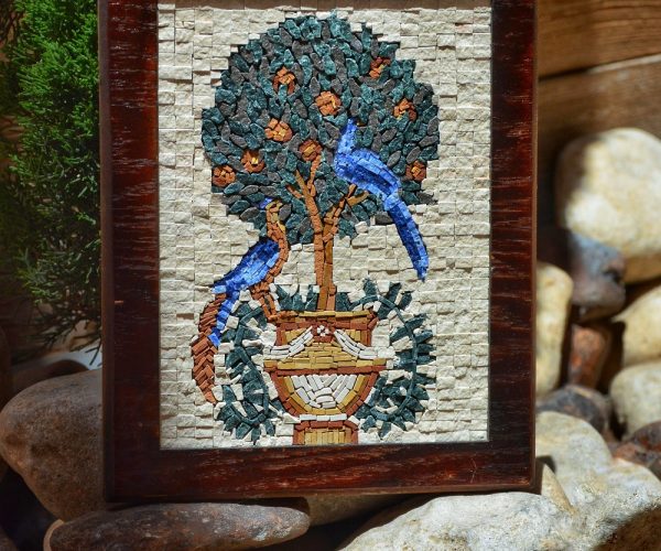 Peacock On A Tree Mosaic Art