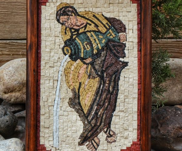 "Women Pouring Water" Wood And Mosaic Art