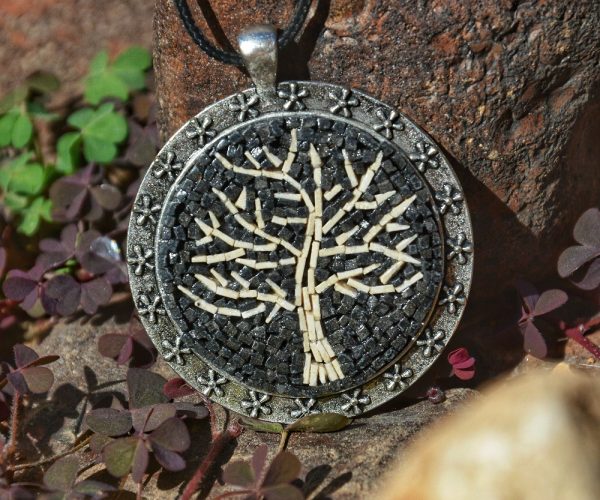 White Tree Mosaic Necklace